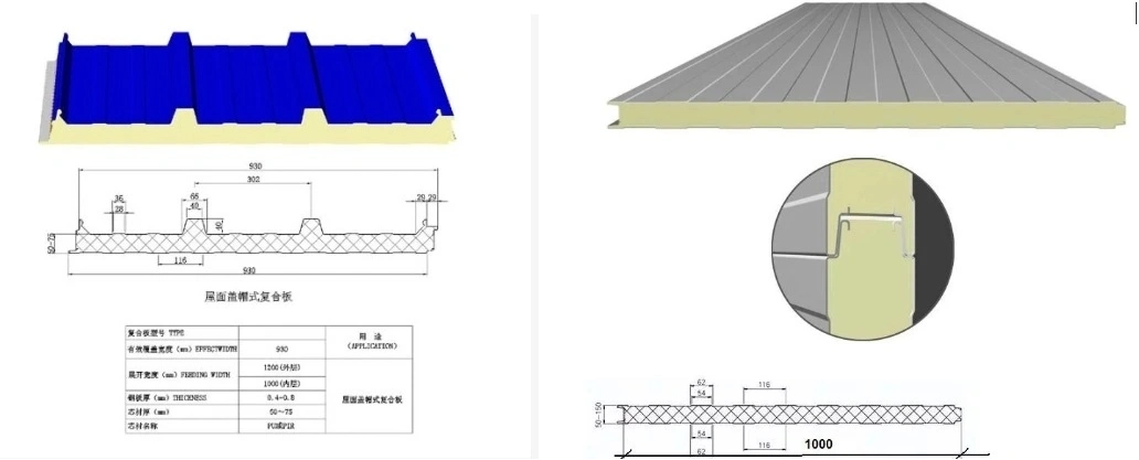 Building Material Factory Price Insulated Wall/Roof Panels EPS/Rock Wool/PU/PIR/PUR Sandwich Panel